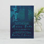 Royal Blue Glitter Verjaardag Sparkling Glam Party Kaart (Staand voorkant)