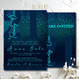 Royal Blue Glitter Verjaardag Sparkling Glam Party Kaart