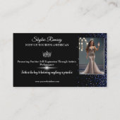 Royal Blue Glitz Pageant Business Card Visitekaartje (Achterkant)