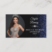 Royal Blue Glitz Pageant Visitekaartje (Voorkant)