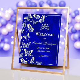 Royal Blue Gold 15e verjaardag Quinceañera Welkom Poster