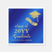 Royal Blue & Gold 2025 Afstuderen Servet (Voorkant)