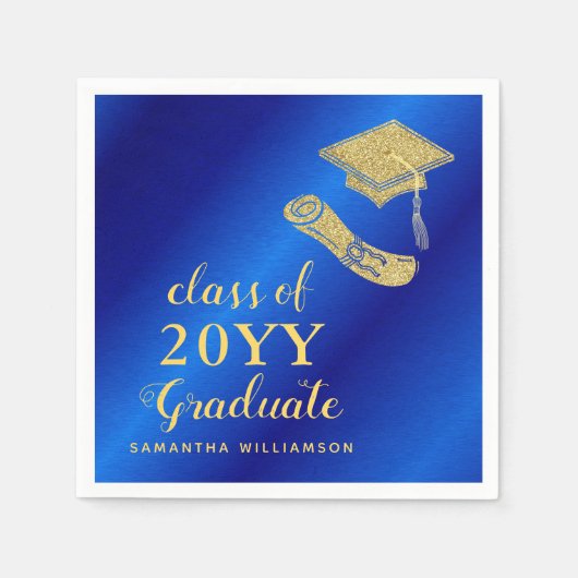 Royal Blue & Gold 2025 Afstuderen Servet (Voorkant)