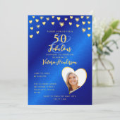 Royal Blue & Gold 50 en Fabulous Birthday Kaart (Staand voorkant)