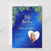 Royal Blue & Gold 50 & Fabulous Greenery Birthday
