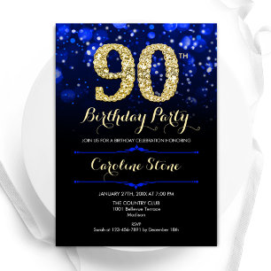 Royal Blue Gold 90e verjaardag Kaart