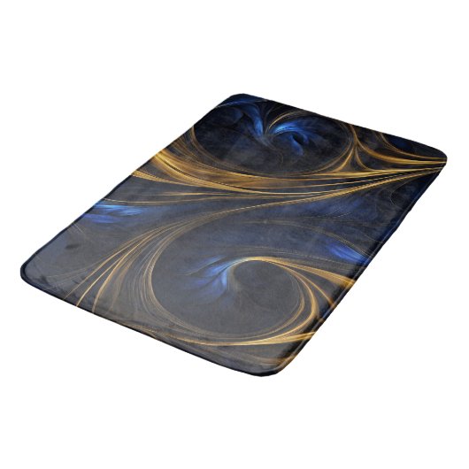 Royal Blue Gold Abstract Swirl Badmat (Gekanteld)