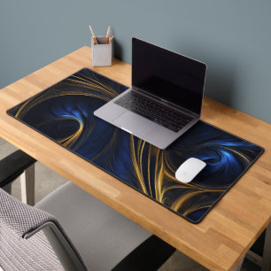 Royal Blue Gold Abstract Swirl Bureaumat