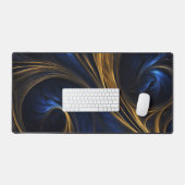 Royal Blue Gold Abstract Swirl Bureaumat (Keyboard & Muis)