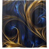 Royal Blue Gold Abstract Swirl Douchegordijn (Voorkant)