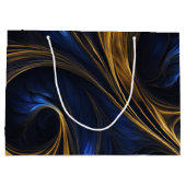 Royal Blue Gold Abstract Swirl Groot Cadeauzakje (Achterkant)