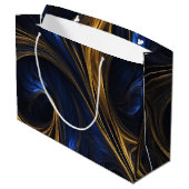 Royal Blue Gold Abstract Swirl Groot Cadeauzakje (Achterkant Gekanteld)