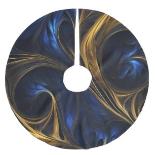 Royal Blue Gold Abstract Swirl Kerstboom Rok