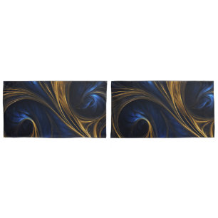 Royal Blue Gold Abstract Swirl Kussensloop