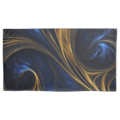 Royal Blue Gold Abstract Swirl Kussensloop (Voorkant-Links)
