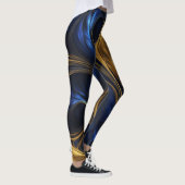 Royal Blue Gold Abstract Swirl Leggings (Rechts)