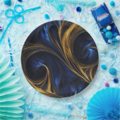 Royal Blue Gold Abstract Swirl Papieren Bordje (Feest)