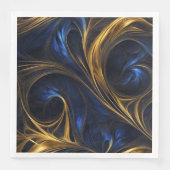 Royal Blue Gold Abstract Swirl Servet (Voorkant)