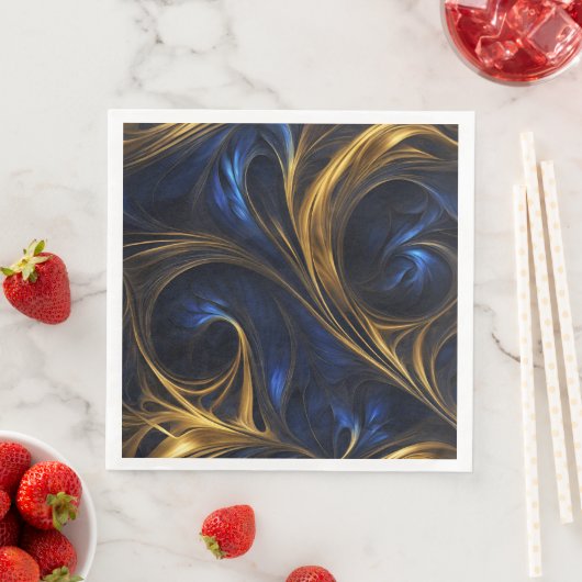 Royal Blue Gold Abstract Swirl Servet (Insitu)