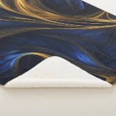 Royal Blue Gold Abstract Swirl Sherpa Deken (3/4)