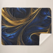 Royal Blue Gold Abstract Swirl Sherpa Deken (Voorkant (horizontaal))