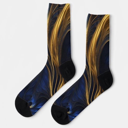Royal Blue Gold Abstract Swirl Sokken (Links)