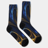 Royal Blue Gold Abstract Swirl Sokken (Rechts)