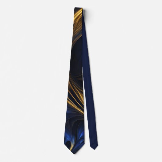 Royal Blue Gold Abstract Swirl Stropdas (Voorkant)