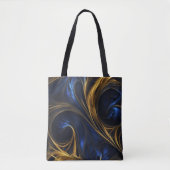 Royal Blue Gold Abstract Swirl Tote Bag (Voorkant)