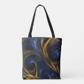 Royal Blue Gold Abstract Swirl Tote Bag (Achterkant)