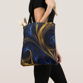 Royal Blue Gold Abstract Swirl Tote Bag
