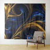 Royal Blue Gold Abstract Swirl Wandkleed (In Situ (horizontaal))