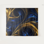 Royal Blue Gold Abstract Swirl Wandkleed (Voorkant (horizontaal))