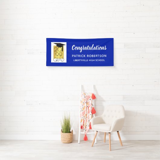 Royal Blue & Gold AFSTUDEERDER | Aangepaste kleur  Spandoek (Insitu)