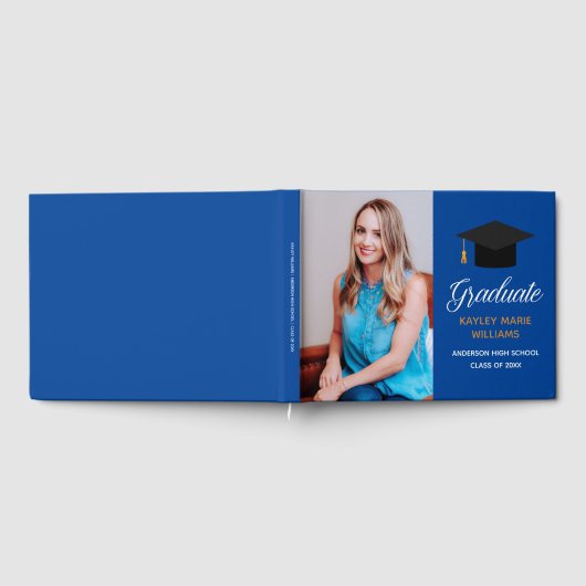 Royal Blue Gold Afstuderen Foto 2025 Autograph Gastenboek (Volledig)