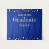 Royal Blue Gold afstuderen Klasse van 2024 achterg Wandkleed (Voorkant (horizontaal))