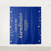 Royal Blue Gold afstuderen Klasse van 2024 achterg Wandkleed (Voorkant)