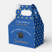 Royal Blue Gold Afstuderen Polka Dot Custom Bedankdoosjes (Voorkant Zijde)
