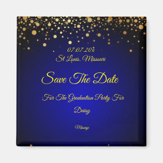 Royal Blue Gold Afstuderen Save the Date Magnet