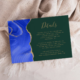 Royal Blue Gold Agaat Green Wedding Details Informatiekaartje