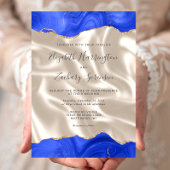 Royal Blue Gold Agate Ivory Silk Wedding Kaart