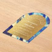 Royal Blue Gold Arch Wedding Acryl Save the Date Acryl Uitnodigingen (Laagn)