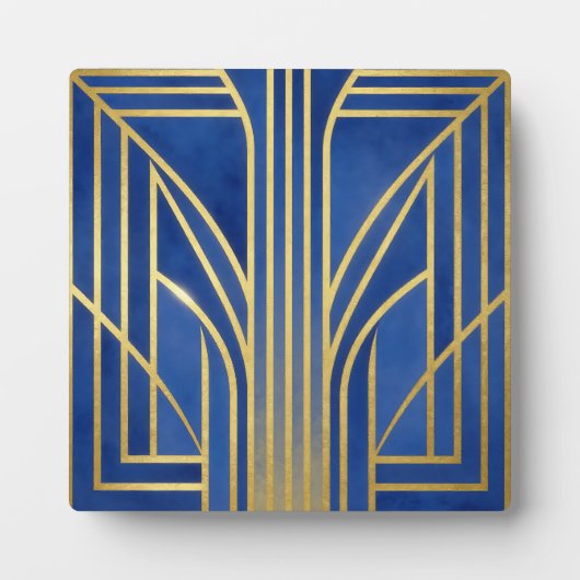Royal Blue Gold Art Deco Fotoplaat (Voorkant)
