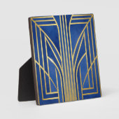 Royal Blue Gold Art Deco Fotoplaat (Voorkant)