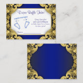 Royal Blue Gold Baby Luier Raffle Ticket Informatiekaartje (Voorkant / Achterkant)