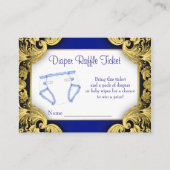 Royal Blue Gold Baby Luier Raffle Ticket Informatiekaartje (Voorkant)