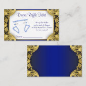Royal Blue Gold Baby Luier Raffle Ticket Informatiekaartje (Voorkant / Achterkant)