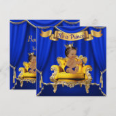 Royal Blue Gold Baby Shower Uitnodigingen (Voorkant / Achterkant)
