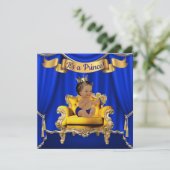 Royal Blue Gold Baby Shower Uitnodigingen (Staand voorkant)