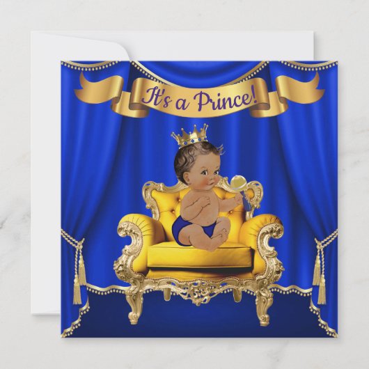 Royal Blue Gold Baby Shower Uitnodigingen (Voorkant)